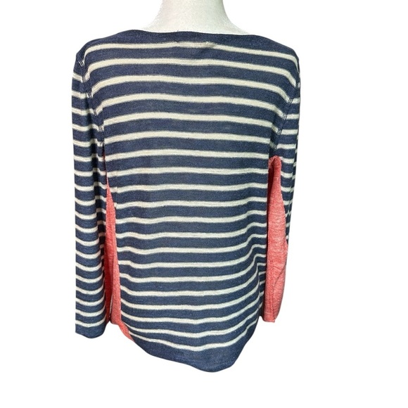 Tory Burch Blue and White Crew Neck Linen Sweater Size L - Picture 4 of 6